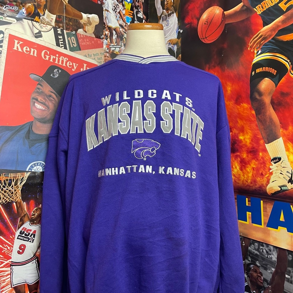 Vintage Kansas State Wildcats Crewneck Lee Sport NCAA Purple USA Sz‎ 3XL